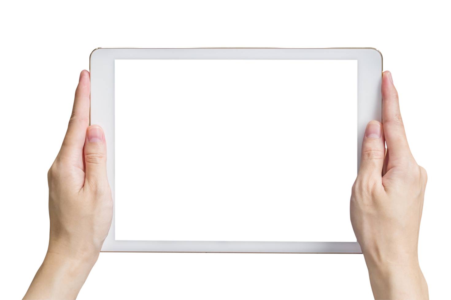 Hands holding tablet